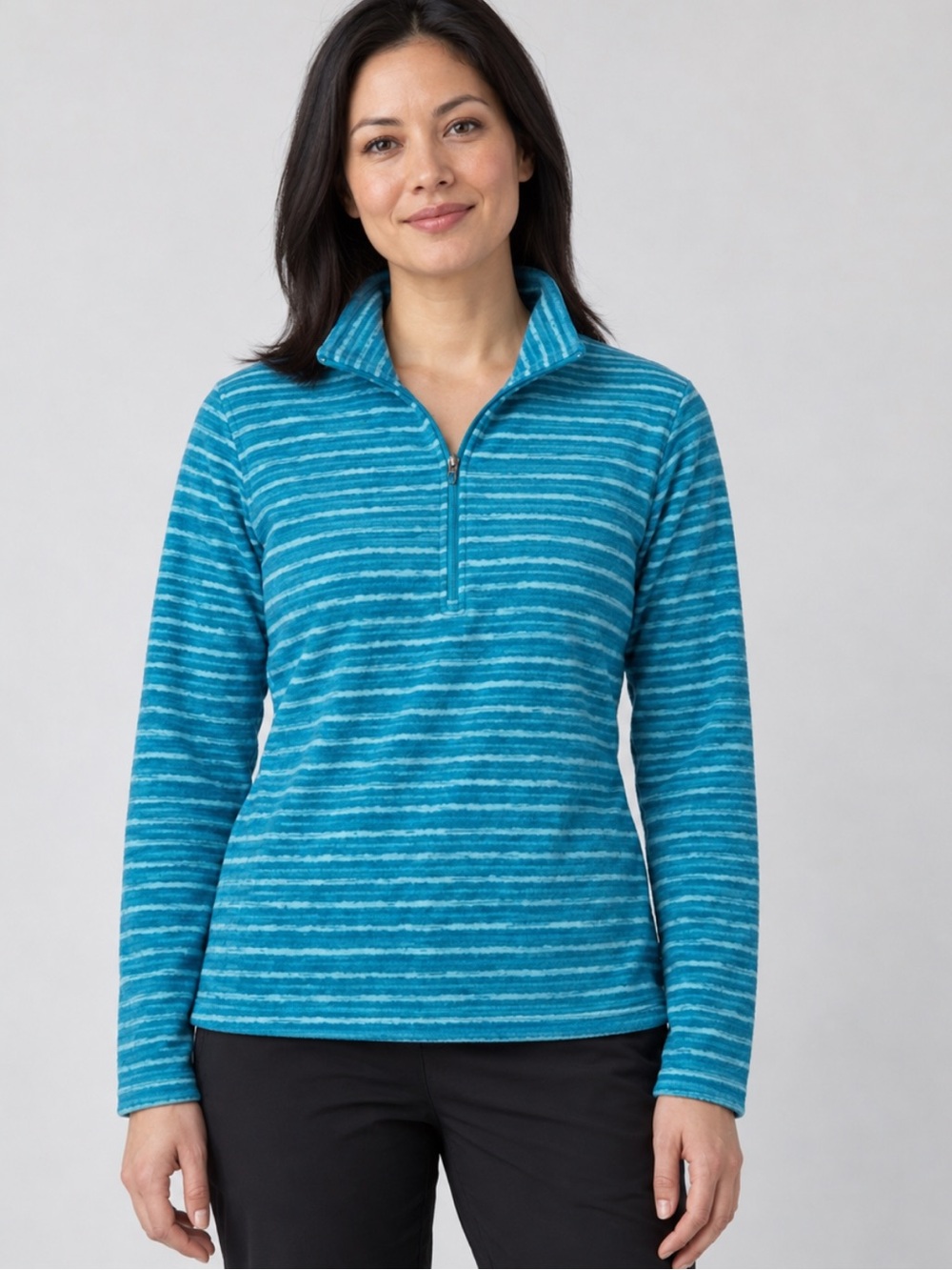 Columbia Electric Blue Striped Fleece – Size L | Mountain Ready | Quarter-Zip